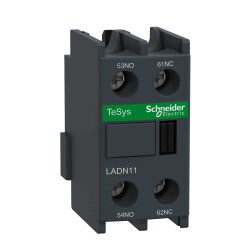 Auxiliary contact block, TeSys D, 1NO + 1NC, front mounting, screw terminals - Schneider Electric
