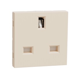 British socket outlet, New Unica, unswitched, 2P+E, 15 A, beige - Schneider Electric