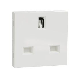 British socket outlet, New Unica, unswitched, 2P+E, 15 A, white - Schneider Electric