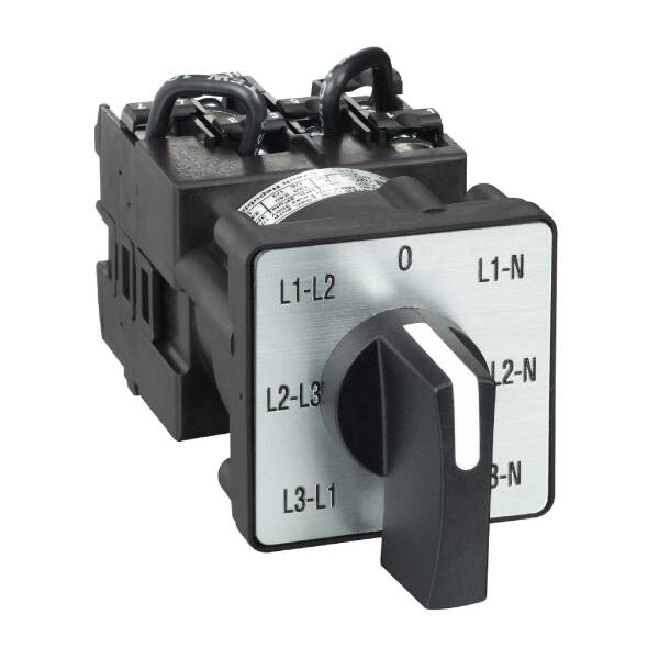 Cam voltmeter switch, 3L and 3LN, 45°, 12 A, screw mounting - 1