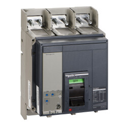قاطع تيار طراز Compact NS1000N، ‏50 كيلو أمبير عند 415 فولت تيار متردد، وحدة فصل Micrologic 2.0‏، 1000 أمبير، ثابت، 3 أقطاب 3 أبعاد - Schneider Electric