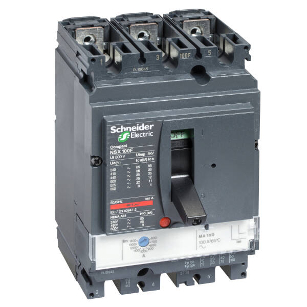 circuit breaker ComPact NSX100H, 70 kA at 415 VAC, MA trip unit 50 A, 3 poles 3d - 1