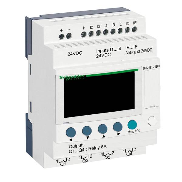 compact smart relay Zelio Logic - 12 I O - 24 V DC - clock - display - 1