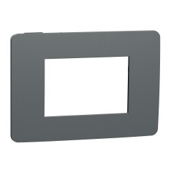 Cover frame, New Unica, 3 modules, dark grey or black - Schneider Electric