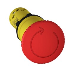 Emergency stop Ø 22 - red - mushroom head Ø 40 mm - turn to release - 1 NC - Schneider Electric