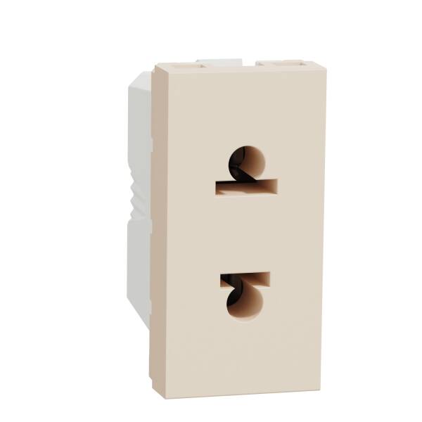 Euroamerican Socket outlet, New Unica, 2P, EU US, 1 module, beige - 1