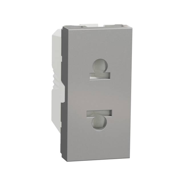 Euroamerican Socket outlet, New Unica, 2P, EU US, 1 module, shuttered, aluminium - 1