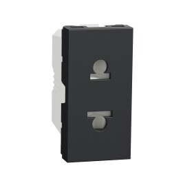 Euroamerican Socket outlet, New Unica, 2P, EU US, 1 module, shuttered, anthracite - Schneider Electric