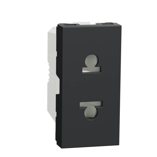 Euroamerican Socket outlet, New Unica, 2P, EU US, 1 module, shuttered, anthracite - 1