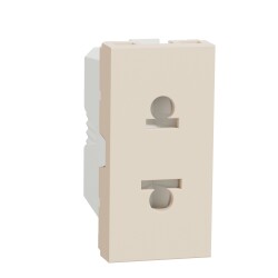 Euroamerican Socket outlet, New Unica, 2P, EU US, 1 module, shuttered, beige - Schneider Electric