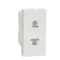 Euroamerican Socket outlet, New Unica, 2P, EU US, 1 module, shuttered, white - Schneider Electric