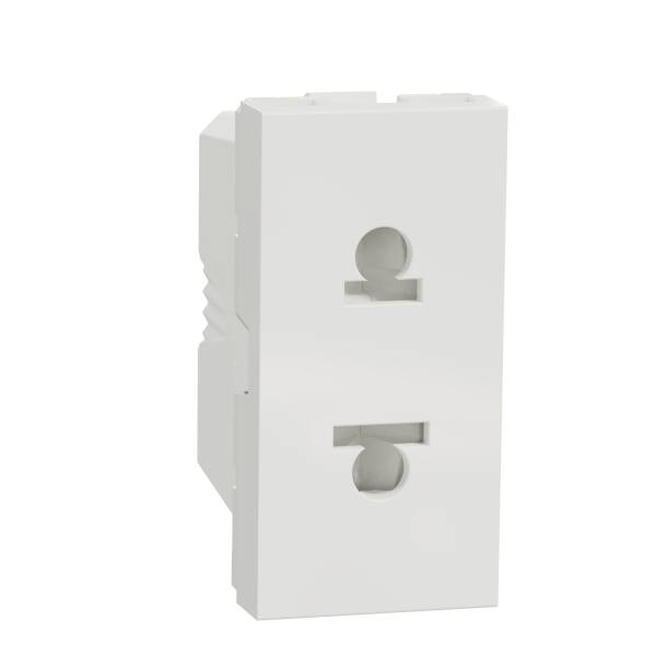 Euroamerican Socket outlet, New Unica, 2P, EU US, 1 module, shuttered, white - 1