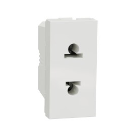 Euroamerican Socket outlet, New Unica, 2P, EU US, 1 module, white - Schneider Electric