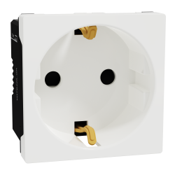 German Socket outlet, Miluz E, 16A, 250V, 2 Pin with earth, 2 Module, White - Schneider Electric
