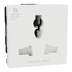 International Socket outlet, Miluz E, 16A, 250V, 2 Module, White - Schneider Electric