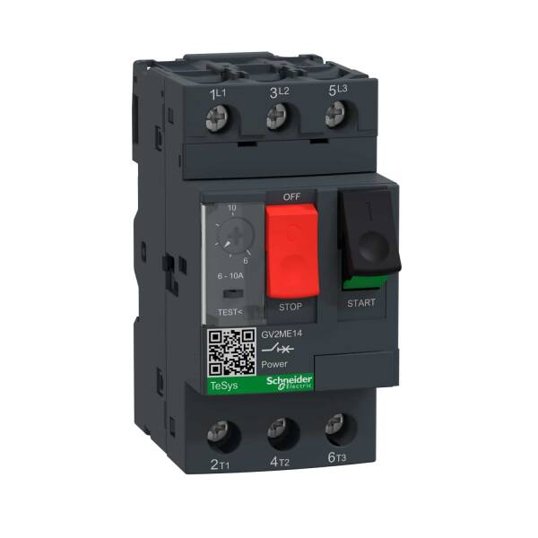 Motor circuit breaker, TeSys GV2, 3P, 6-10 A, thermal magnetic, screw clamp terminals - 1