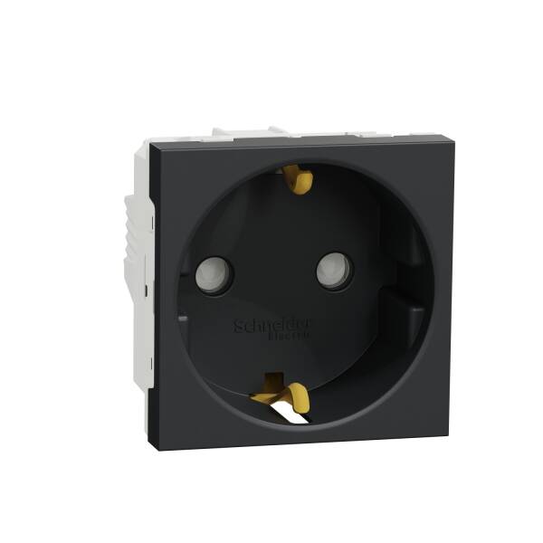 New Unica - 1 German socket-outlet - 2P+E + shutters - 16A 250V - IP21D - anth - 1