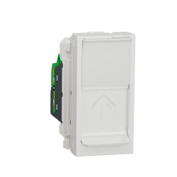 New Unica - 1 x RJ45 socket - 1 m - Cat. 5E - UTP - straight - shutter - white - Schneider Electric