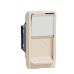 New Unica - 1 x RJ45 socket - 1 m - Cat. 6 - STP - straight - shutter - beige - Schneider Electric