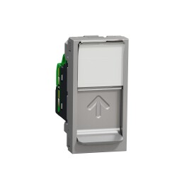 New Unica - 1 x RJ45 socket - 1 m - Cat. 6 - UTP - straight - shutter - alu - Schneider Electric