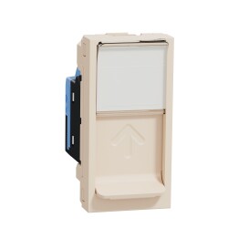 New Unica - 1 x RJ45 socket - 1 m - Cat. 6 - UTP - straight - shutter - beige - Schneider Electric