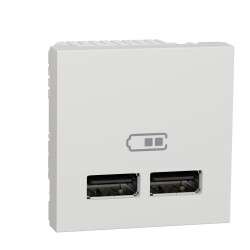 شنايدر الكتريك نيو يونيكا -2 لقمة (Type A) USB-ابيض - Schneider Electric