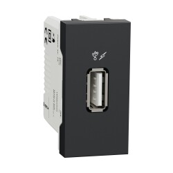 New Unica - USB charger 1 A - 1 module - type A - anthracite - Schneider Electric