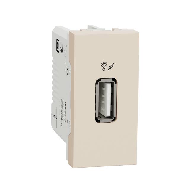 New Unica - USB charger 1 A - 1 module - type A - beige - 1