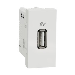 New Unica - USB charger 1 A - 1 module - type A - white - Schneider Electric