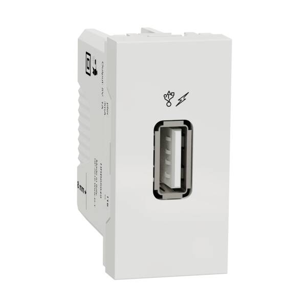 New Unica - USB charger 1 A - 1 module - type A - white - 1