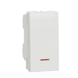One way switch, New Unica, 16 A, indication lamp, 1 module, white - Schneider Electric