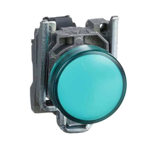 Pilot light, metal, green, Ø22, plain lens with integral LED, 24 V AC/DC - 1