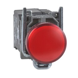 Pilot light, metal, red, Ø22, plain lens with integral LED, 230...240 VAC - Schneider Electric