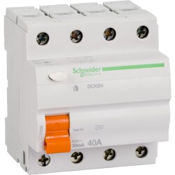 قاطع دائرة تيار متبقٍ - رباعي الأطوار - 40 أمبير - الفئة AC ‏30 مللي أمبير - Schneider Electric