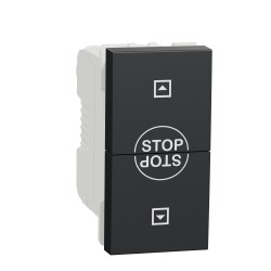 Roller blind pushbutton switch, New Unica, 10 AX, 250 V, AC, 1 module, anthracite - Schneider Electric