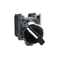Selector switch, metal, black, Ø22, 2 positions, stay put, 1 NO+1 NC - Schneider Electric