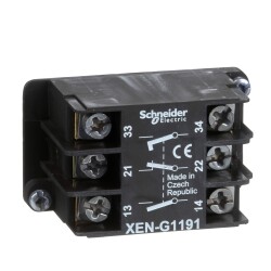 Single contact block, spring return, 2-speed, spring return, front mounting, 2 NO + 1 NC - Schneider Electric