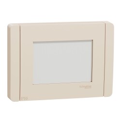 Studio cover frame, New Unica, 1 gang, 3 module, IP55, beige - Schneider Electric