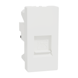 Telephone Outlet, Miluz E, 6 Pin, 4 Wire, mechanism with shutter, white - Schneider Electric