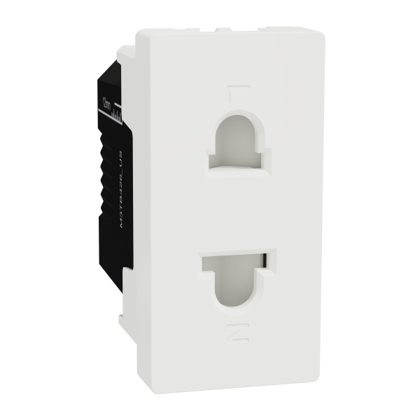 Universal Socket, Miluz E, 16A, 250V, 2 Pin, 1 Module, White - 1